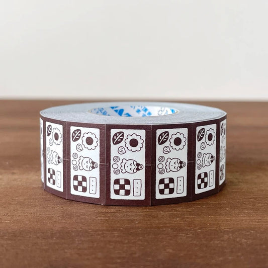 STAMP MARCHE Maru-chan Labeler Sticker - Cookie Tin Brown