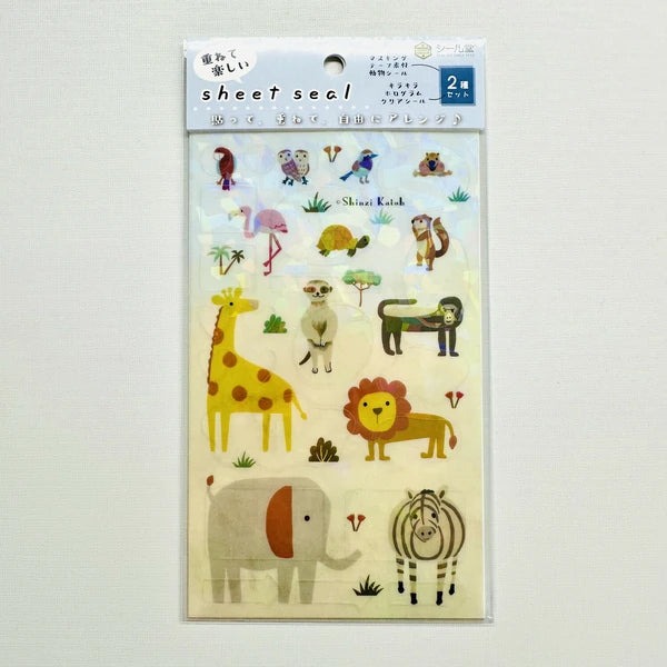 SEAL-DO PRINTING Hologram Sheet Stickers - Savanna and Tropical Animals
