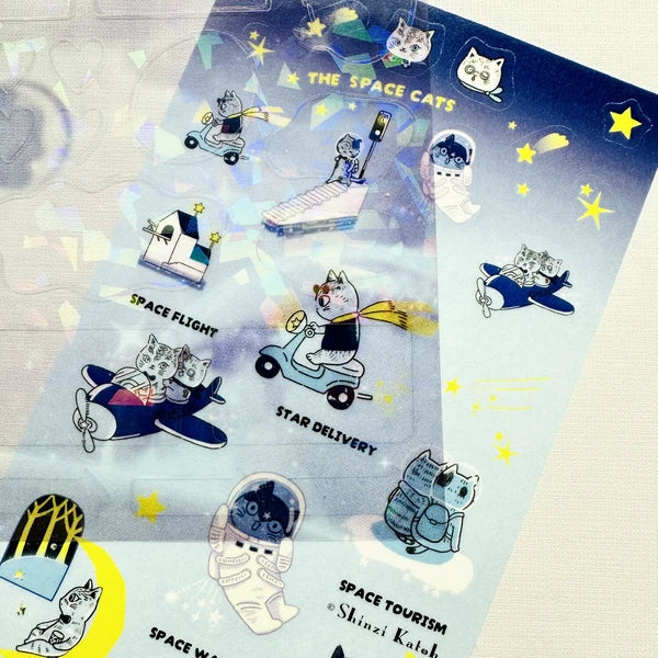 SEAL-DO PRINTING Hologram Sheet Stickers - Space and Cat