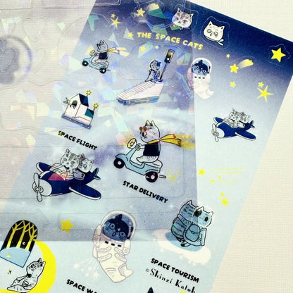 SEAL-DO PRINTING Hologram Sheet Stickers - Space and Cat