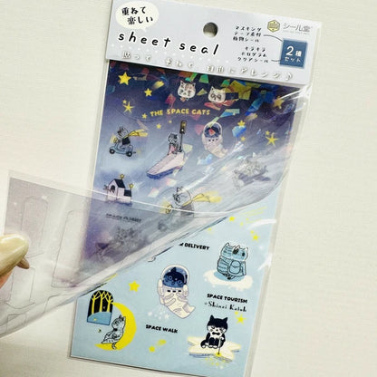 SEAL-DO PRINTING Hologram Sheet Stickers - Space and Cat