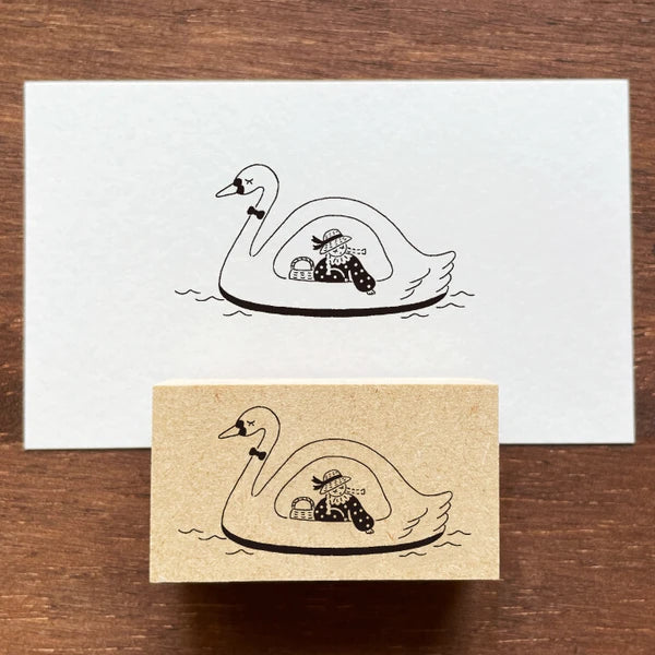 STAMP MARCHE Marl-chan Illustration Rubber Stamp - Swan Boat
