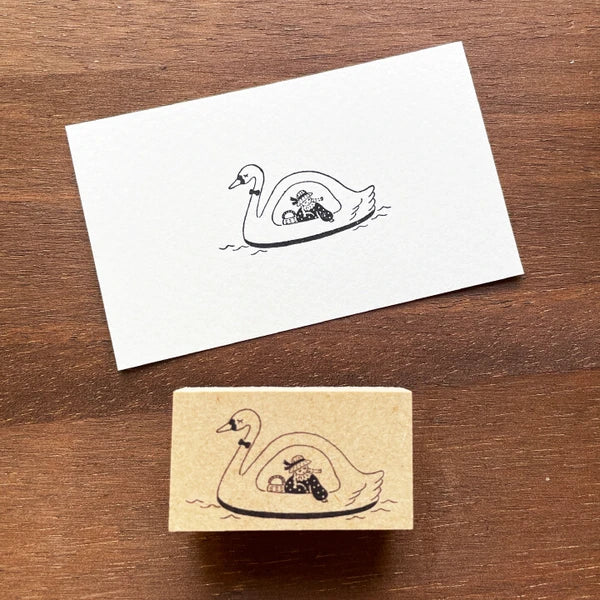 STAMP MARCHE Marl-chan Illustration Rubber Stamp - Swan Boat