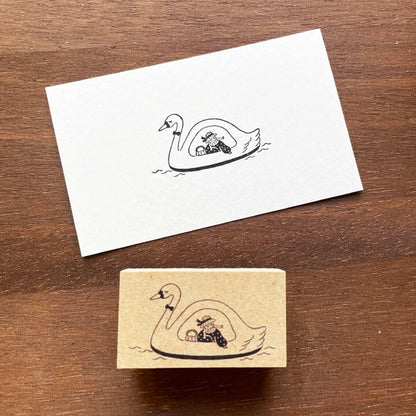 STAMP MARCHE Marl-chan Illustration Rubber Stamp - Swan Boat