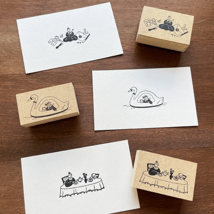 STAMP MARCHE Marl-chan Illustration Rubber Stamp - Swan Boat