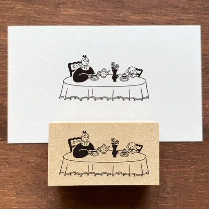 STAMP MARCHE Marl-chan Illustration Rubber Stamp - Dress-Up Tea Time