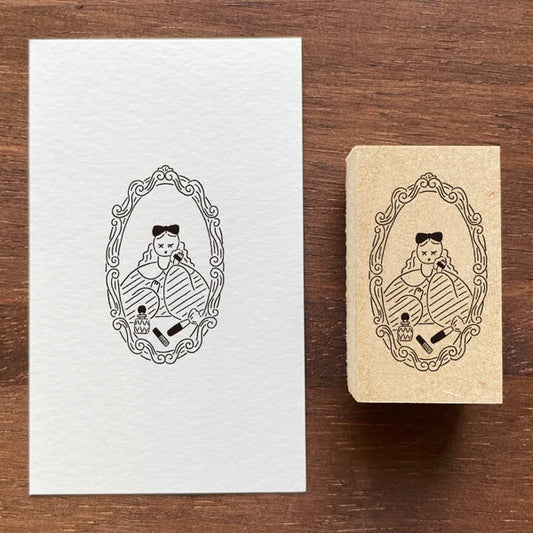 STAMP MARCHE Marl-chan Illustration Rubber Stamp - Makeup