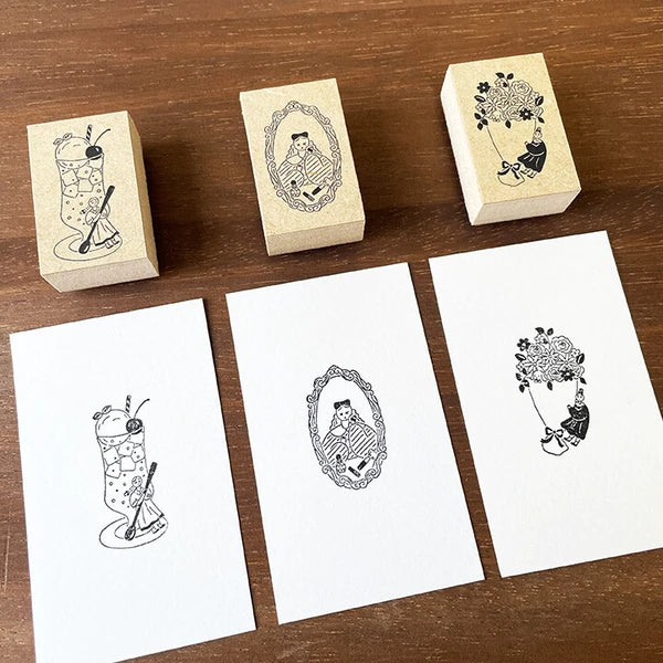 STAMP MARCHE Marl-chan Illustration Rubber Stamp - Makeup