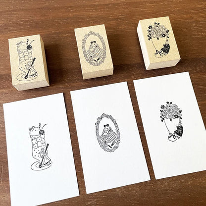 STAMP MARCHE Marl-chan Illustration Rubber Stamp - Flower Bouquet