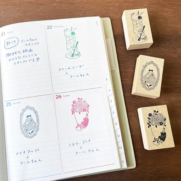 STAMP MARCHE Marl-chan Illustration Rubber Stamp - Flower Bouquet