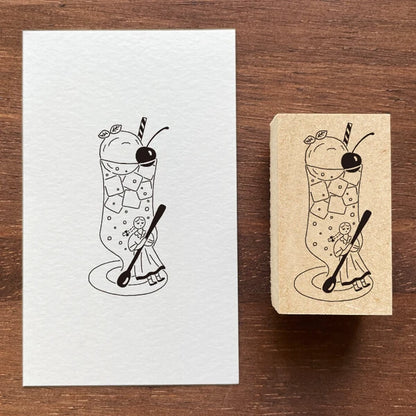 STAMP MARCHE Marl-chan Illustration Rubber Stamp - Cream Soda