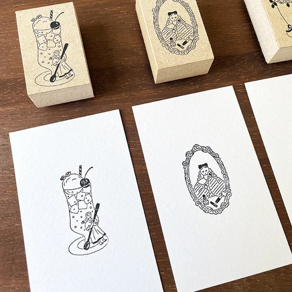 STAMP MARCHE Marl-chan Illustration Rubber Stamp - Cream Soda