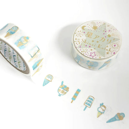 SEAL-DO PRINTING Hoshi Akari Kirapika Two-Color Foil Masking Tape - Ice Cream