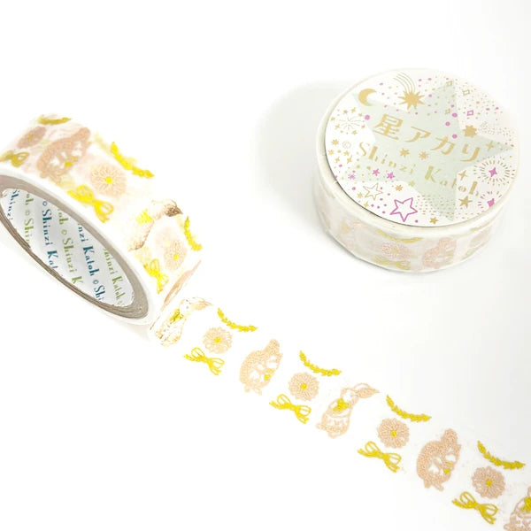 SEAL-DO PRINTING Hoshi Akari Kirapika Two-Color Foil Masking Tape - Rabbit and Squirrel