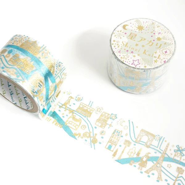 SEAL-DO PRINTING Hoshi Akari Kirapika Two-Color Foil Wide Masking Tape - Paris