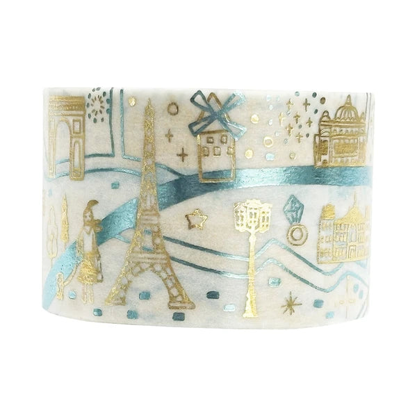 SEAL-DO PRINTING Hoshi Akari Kirapika Two-Color Foil Wide Masking Tape - Paris