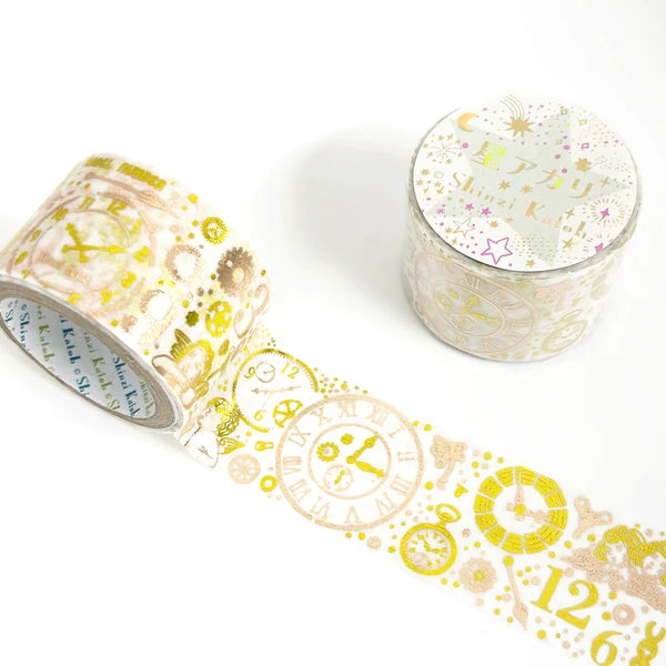 SEAL-DO PRINTING Hoshi Akari Kirapika Two-Color Foil Wide Masking Tape - Space-Time