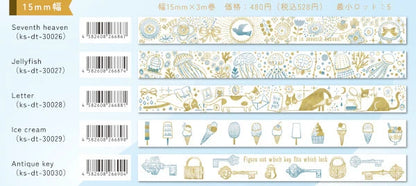 SEAL-DO PRINTING Hoshi Akari Masking Tape Display Set - 15mm Two-Color Foil
