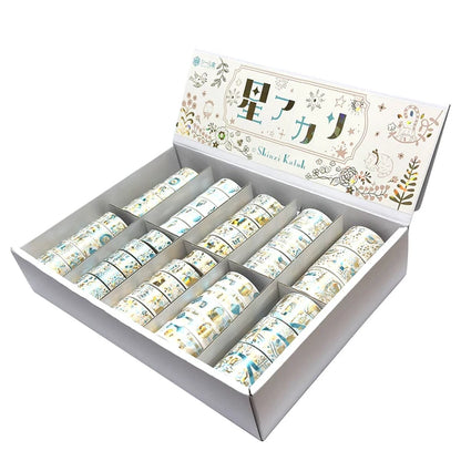 SEAL-DO PRINTING Hoshi Akari Masking Tape Display Set - Gold and Aqua Blue Foil