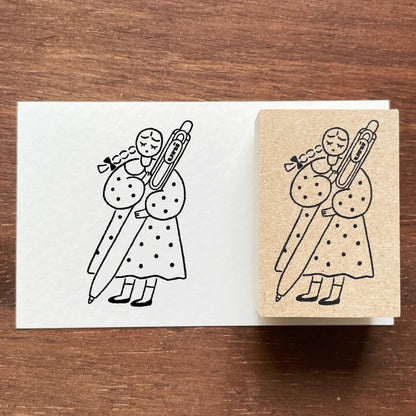 STAMP MARCHE Mitsubishi Pencil uni-ball One Marl-chan Drawing Rubber Stamp