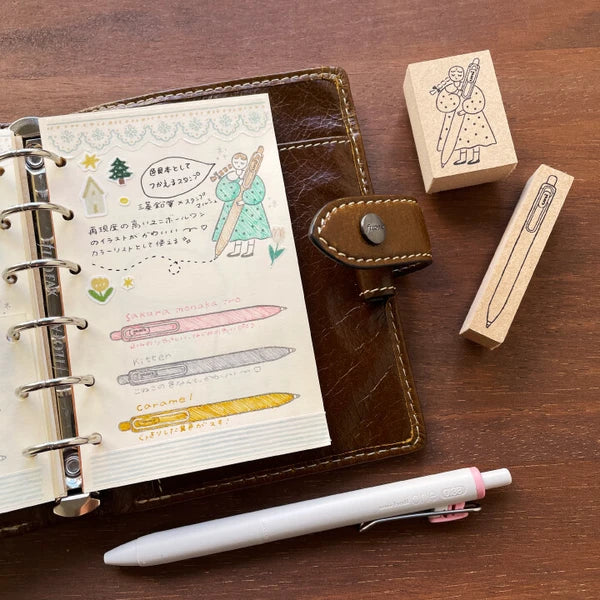 STAMP MARCHE Mitsubishi Pencil uni-ball One Marl-chan Drawing Rubber Stamp