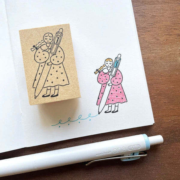 STAMP MARCHE Mitsubishi Pencil uni-ball One Marl-chan Drawing Rubber Stamp