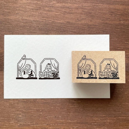 STAMP MARCHE Maru-chan Illustration Rubber Stamp - Window Chat