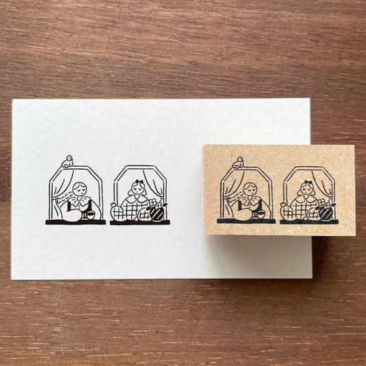 STAMP MARCHE Maru-chan Illustration Rubber Stamp - Window Chat