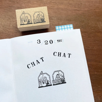 STAMP MARCHE Maru-chan Illustration Rubber Stamp - Window Chat
