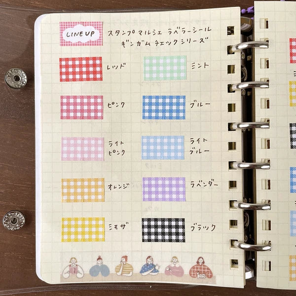 STAMP MARCHE Labeler Sticker Gingham Check - Red