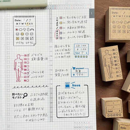 STAMP MARCHE Body Parts Check Rubber Stamp