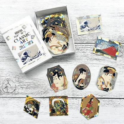SEAL-DO PRINTING Classic Art Collection Kirapika Foil Flake Stickers - Hokusai / Sharaku