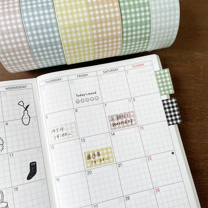 STAMP MARCHE Labeler Sticker Gingham Check - Beige