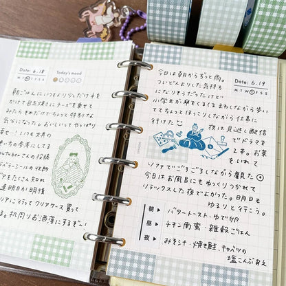 STAMP MARCHE Labeler Sticker Gingham Check - Gray