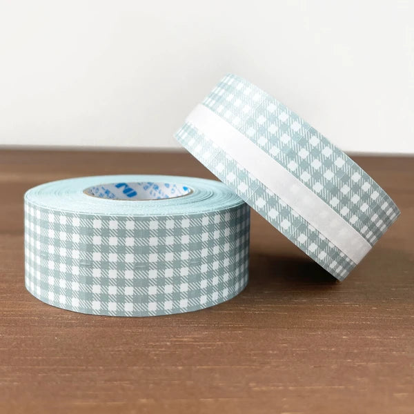 STAMP MARCHE Labeler Sticker Gingham Check - Dusty Blue