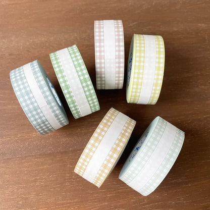 STAMP MARCHE Labeler Sticker Gingham Check - Dusty Blue
