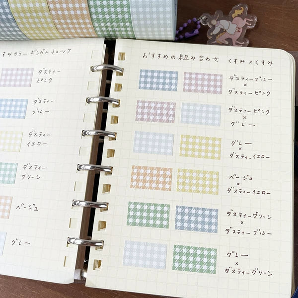STAMP MARCHE Labeler Sticker Gingham Check - Dusty Blue