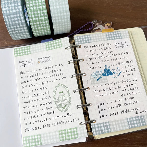 STAMP MARCHE Labeler Sticker Gingham Check - Dusty Blue