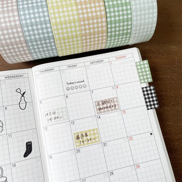 STAMP MARCHE Labeler Sticker Gingham Check - Dusty Yellow