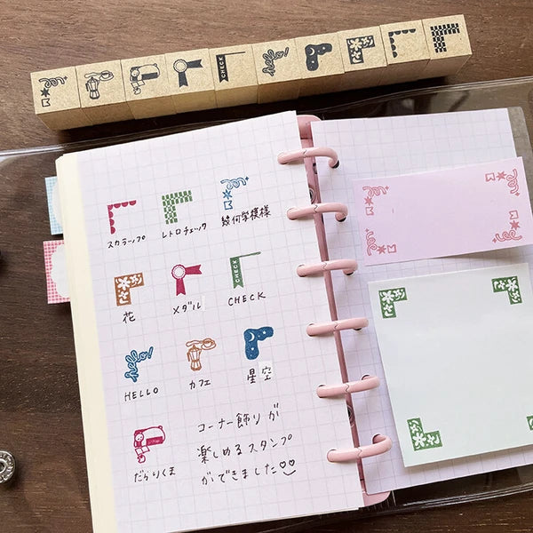 STAMP MARCHE Corner Decoration Rubber Stamp Collection