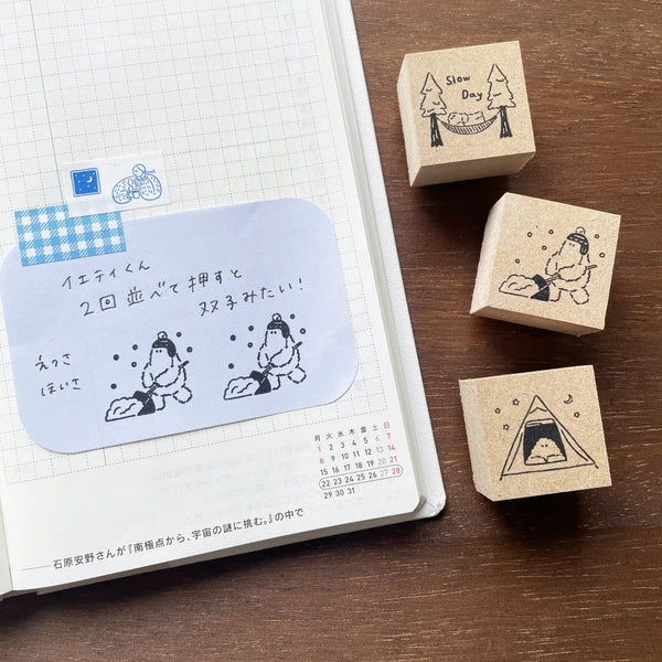 STAMP MARCHE Yeti-kun Illustration Rubber Stamp - Break Time