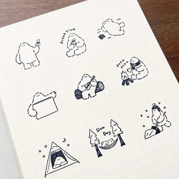 STAMP MARCHE Yeti-kun Illustration Rubber Stamp - Tent