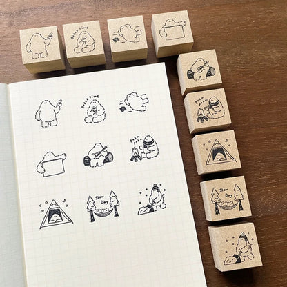 STAMP MARCHE Yeti-kun Illustration Rubber Stamp - Tent
