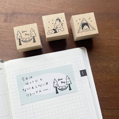 STAMP MARCHE Yeti-kun Illustration Rubber Stamp - Tent