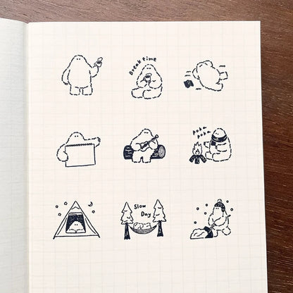 STAMP MARCHE Yeti-kun Illustration Stamp - Snow Shoveling