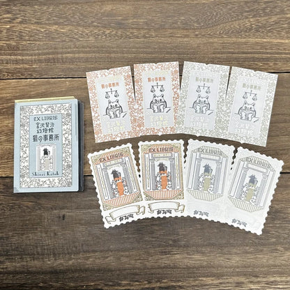 SEAL-DO PRINTING Letterpress Bookplate Stickers - Cat Office