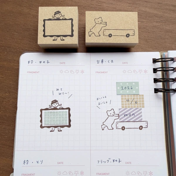 STAMP MARCHE Labetomo Rubber Stamp - Frame and Girl