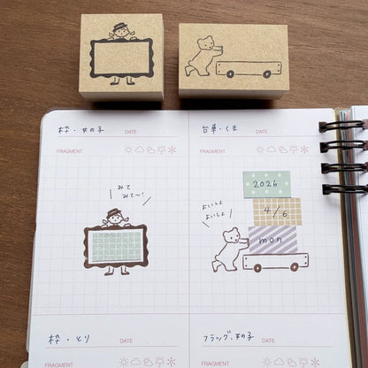 STAMP MARCHE Labetomo Rubber Stamp - Frame and Girl