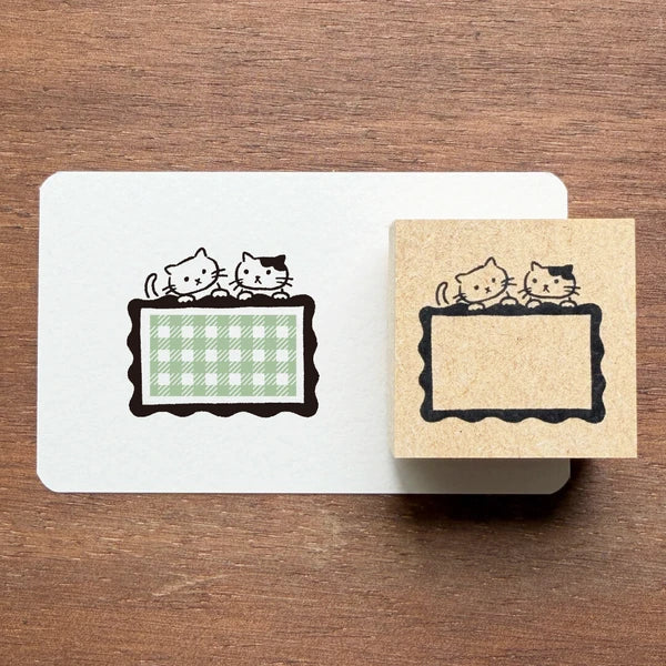 STAMP MARCHE Labetomo Rubber Stamp - Frame and Cat