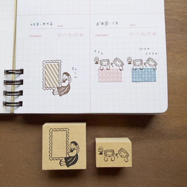 STAMP MARCHE Labetomo Rubber Stamp - Postage Stamp and Girl